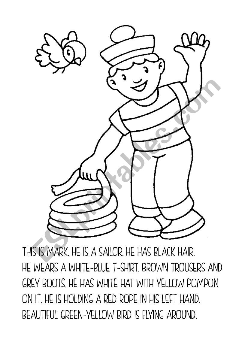 Reading and colouring worksheet