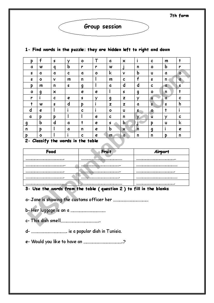 fruit worksheet