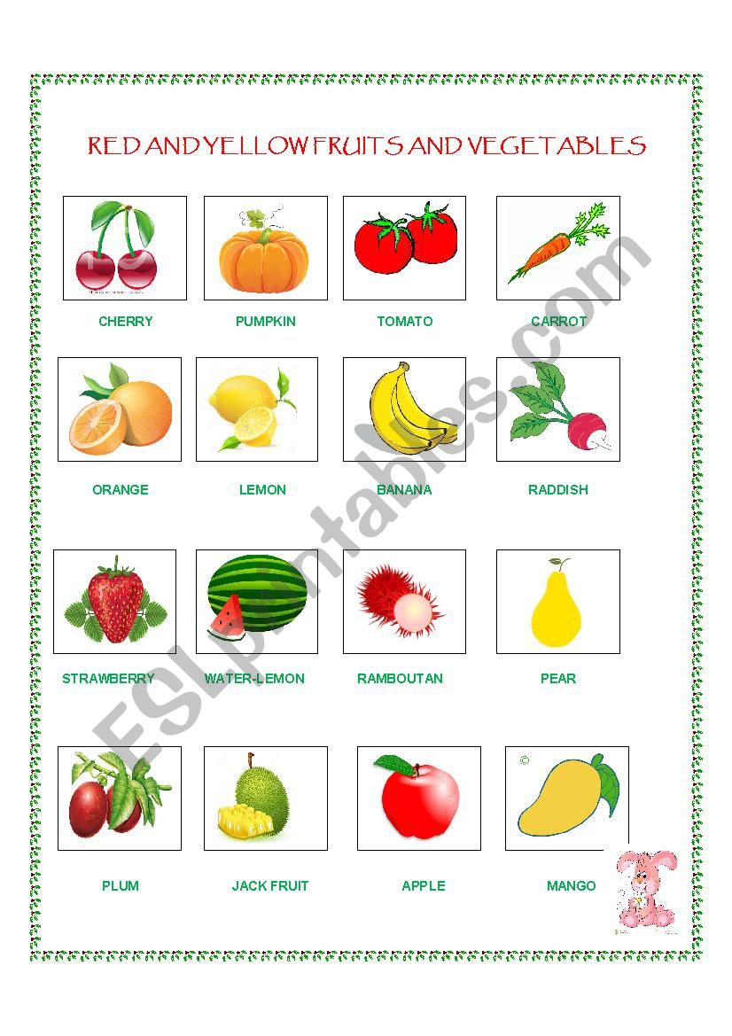 Red and yellow fruits/vegetables