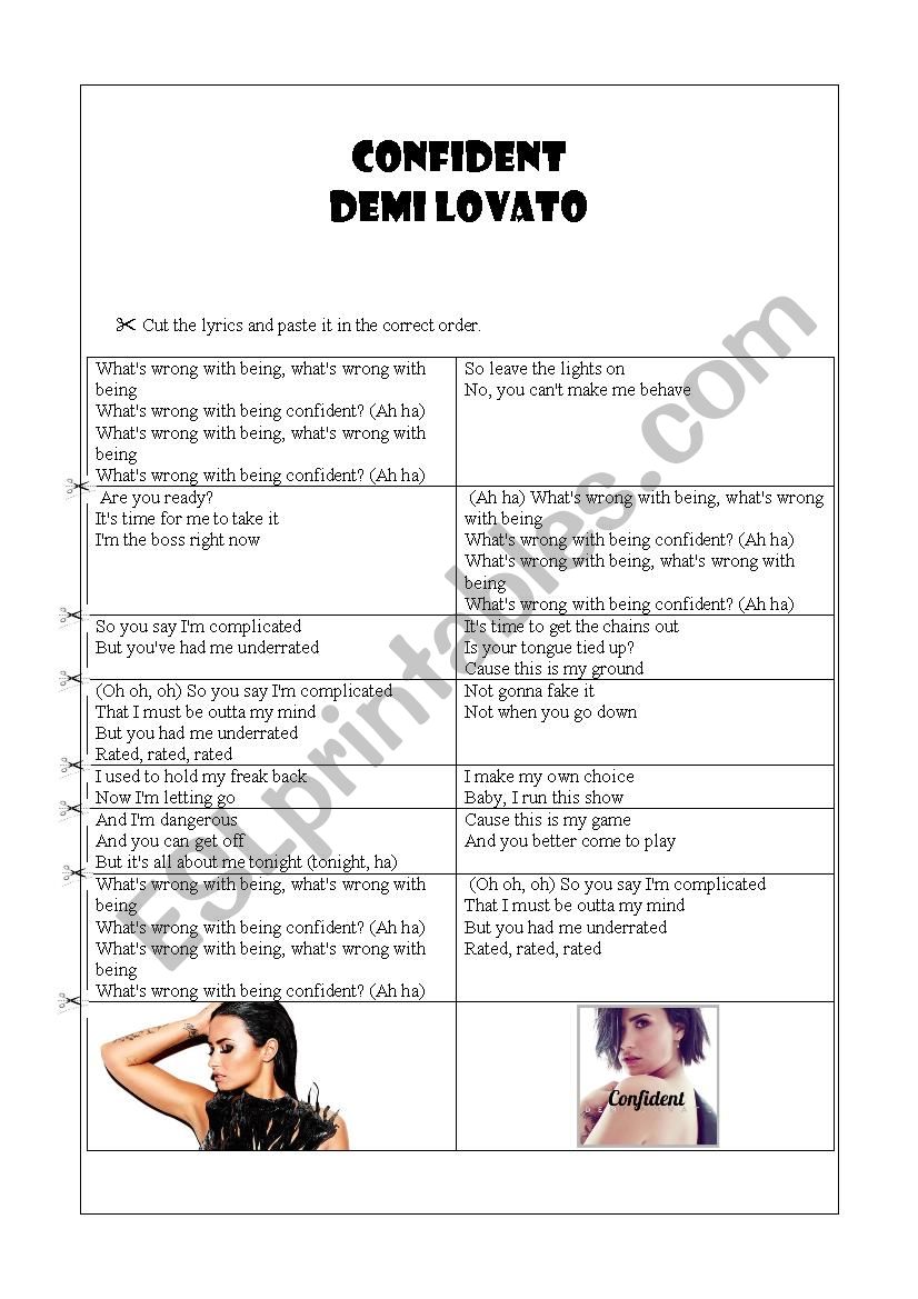Song - Confident - Demi worksheet