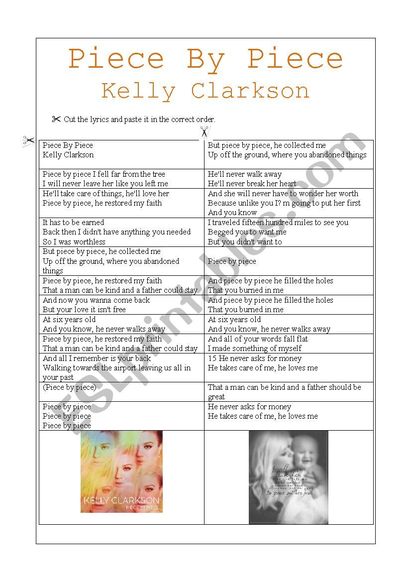 Piece by piece- kelly worksheet