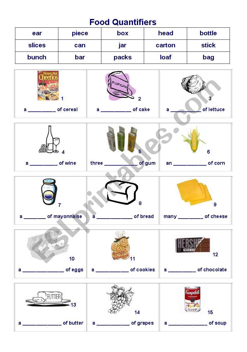 Food Quantifiers 1 worksheet