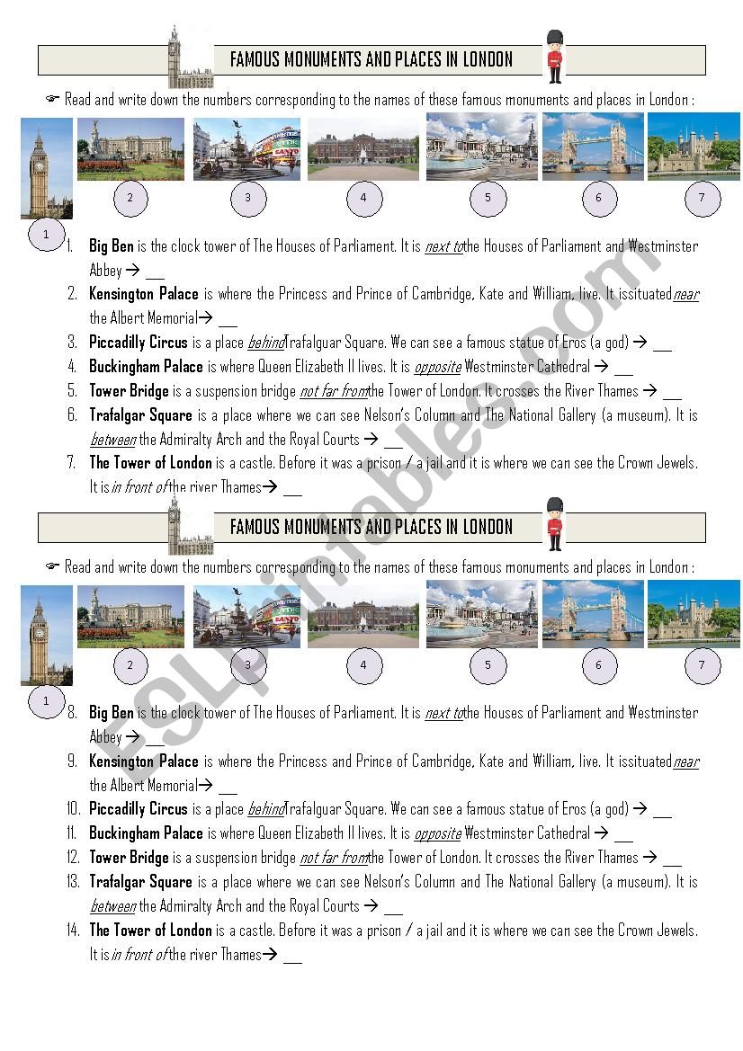 FAMOUS MONUMENTS AND PLACES IN LONDON
