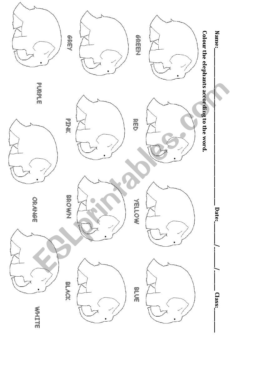 Elmers Colours worksheet