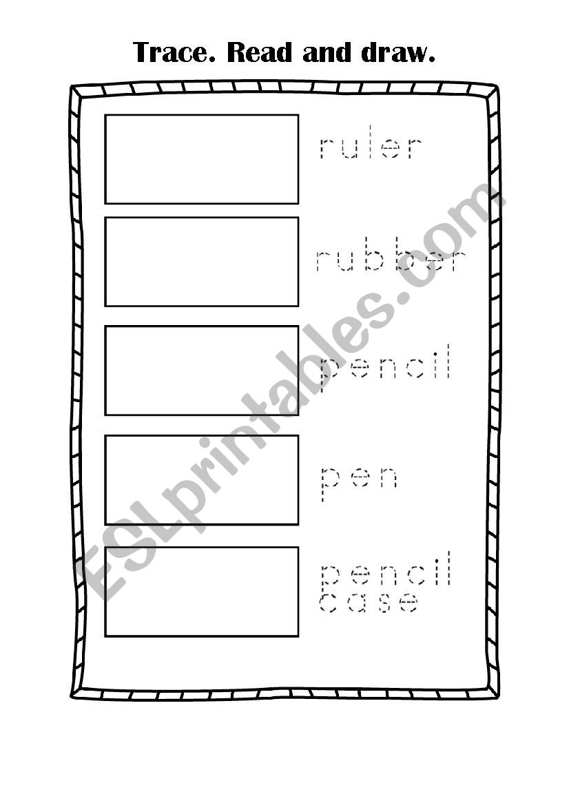 school supplies worksheet