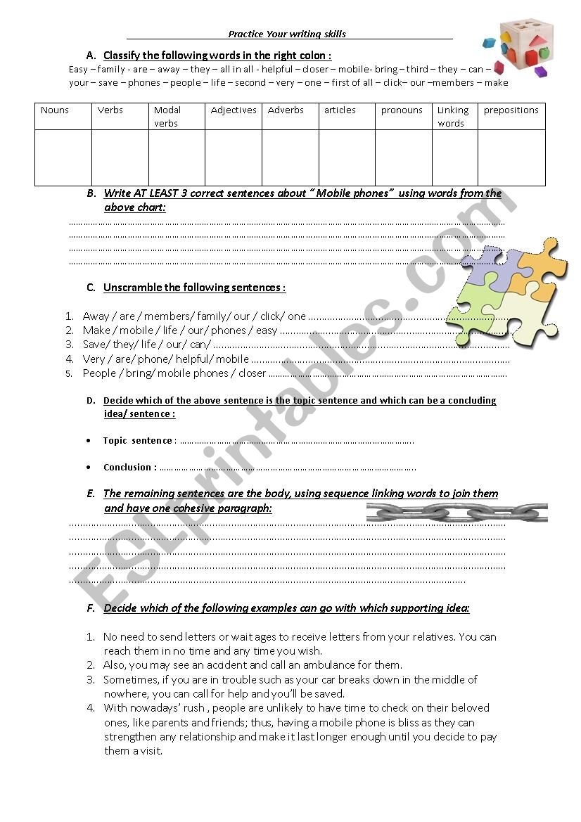 Process writing worksheet