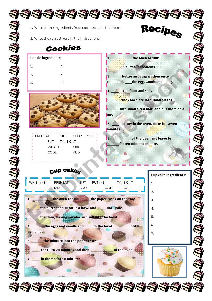 Recipes! worksheet