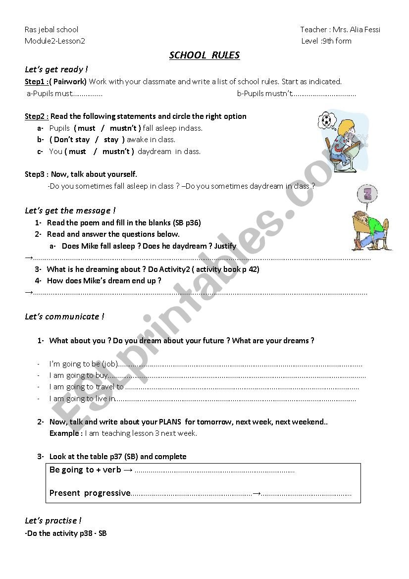 SCHOOL RULES worksheet