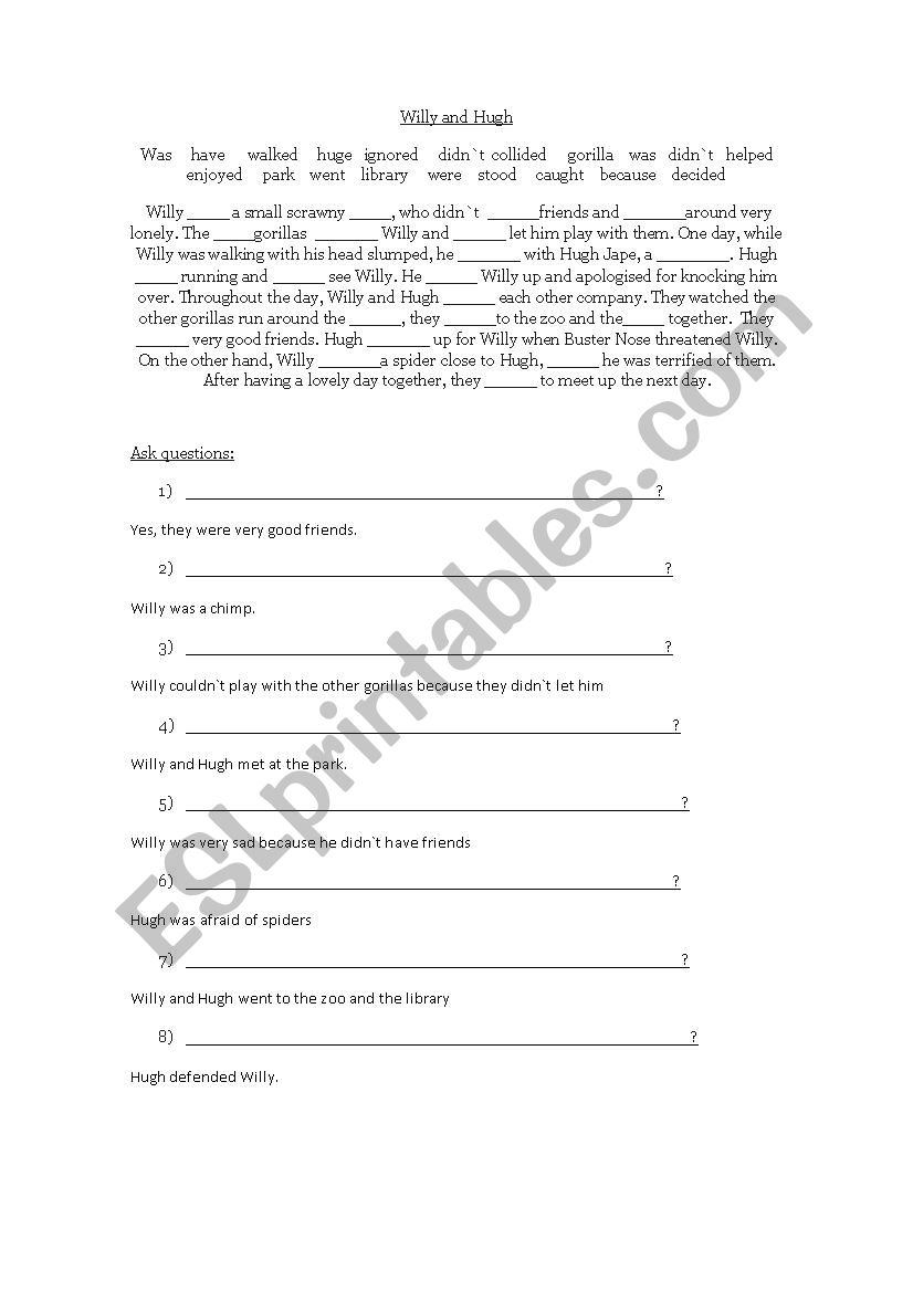 Willy and Hugh worksheet