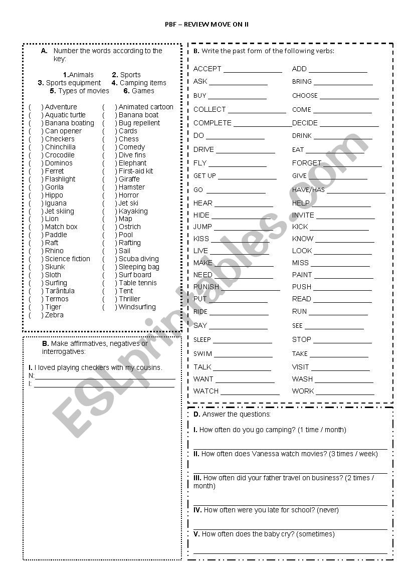 Review - simple past and vocabulary