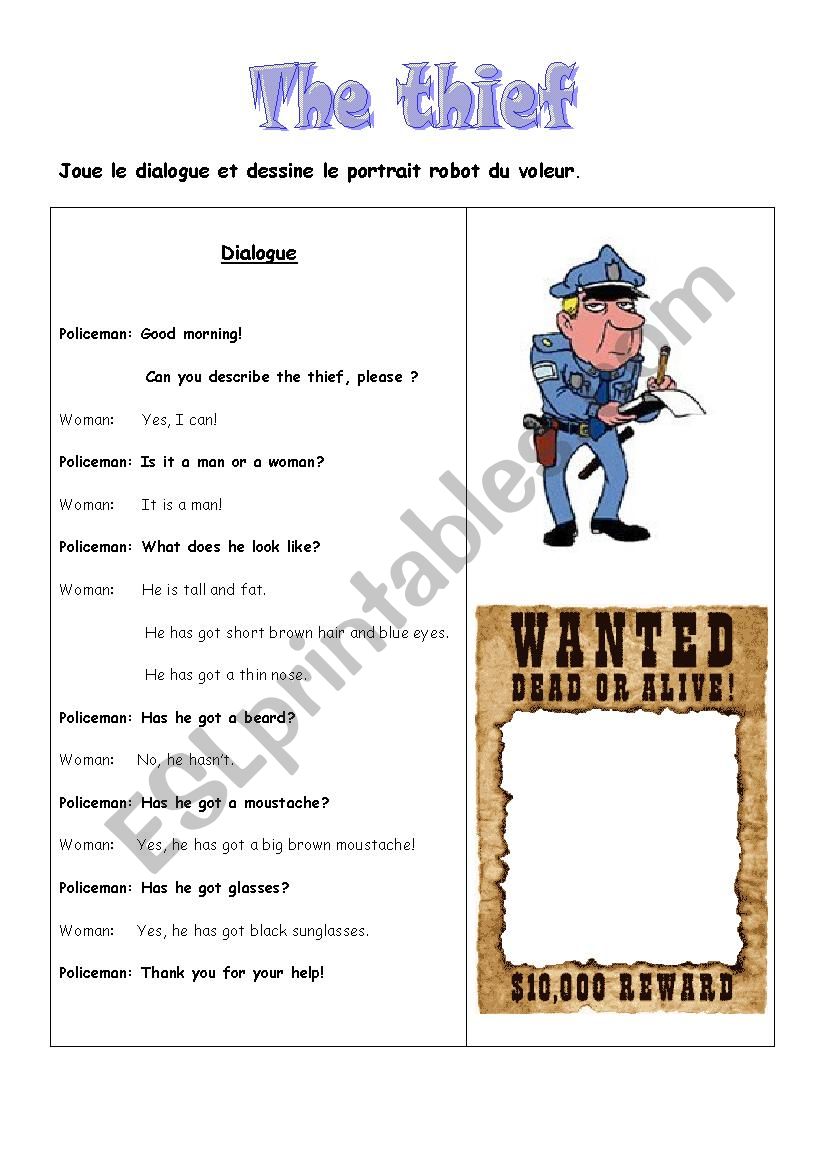 the thief worksheet