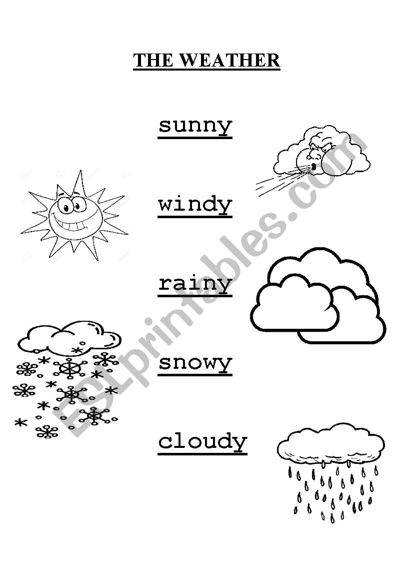 The weather. Trace and match worksheet