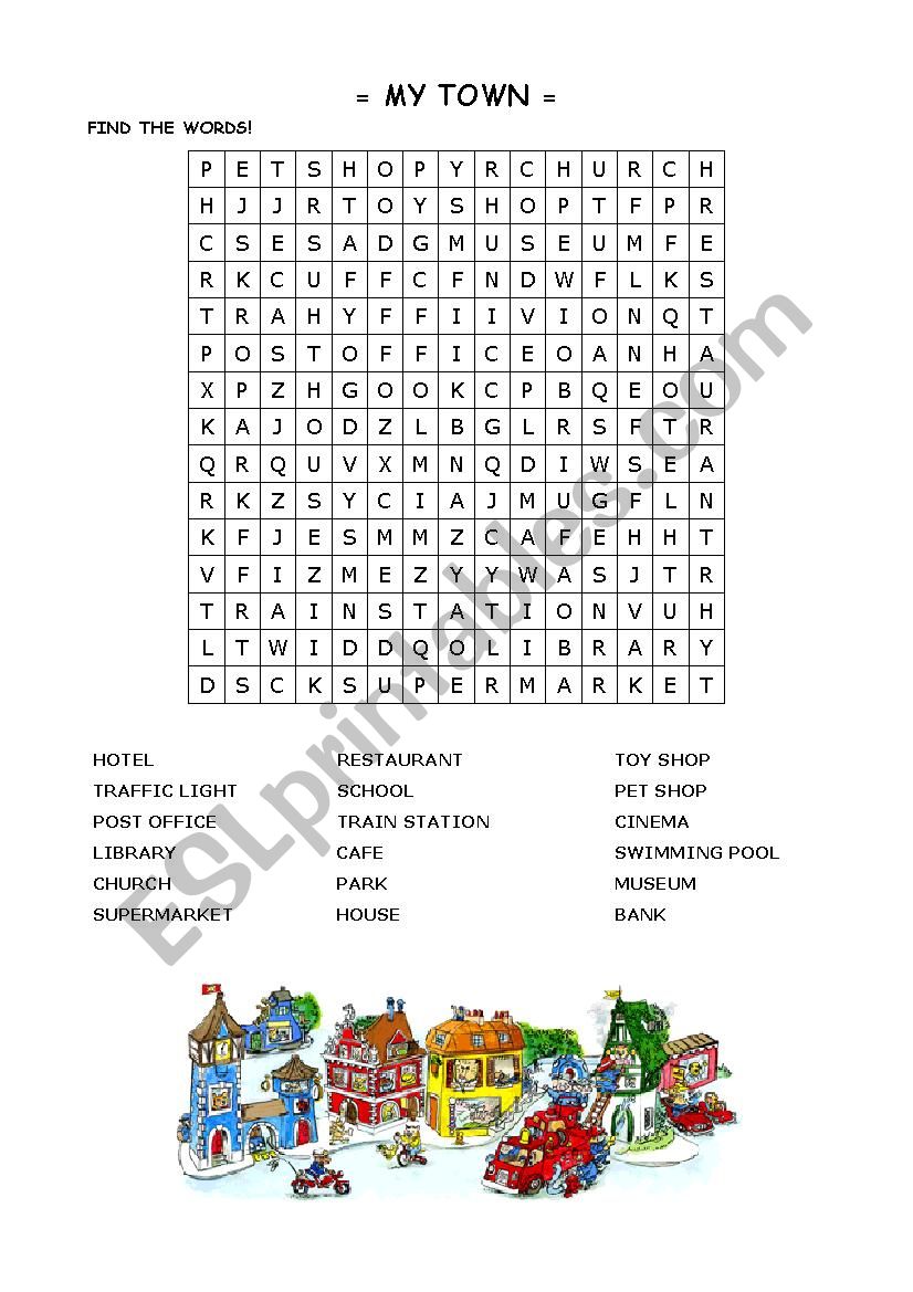 My Town Crosswords worksheet