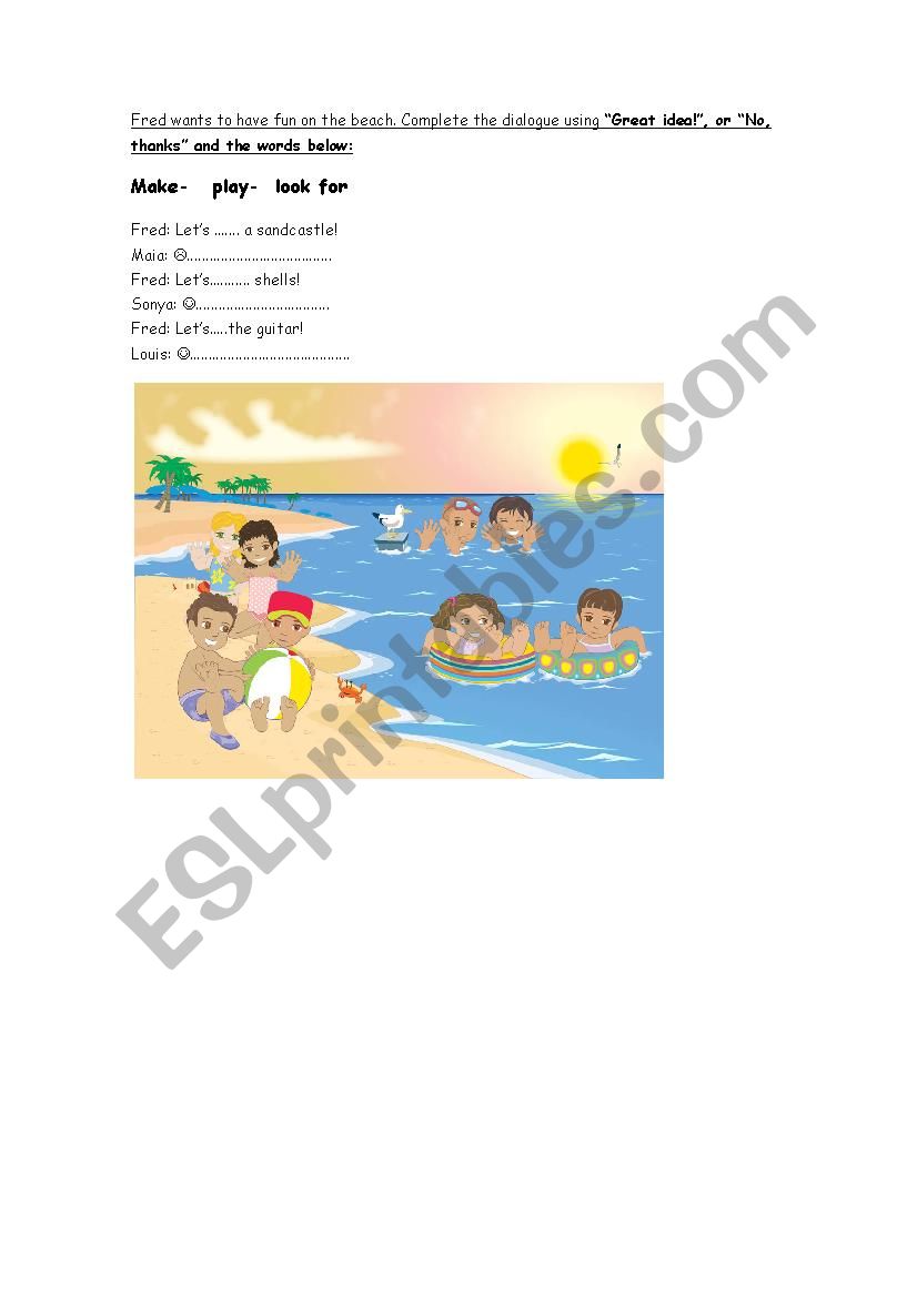 Lets play on the beach! worksheet