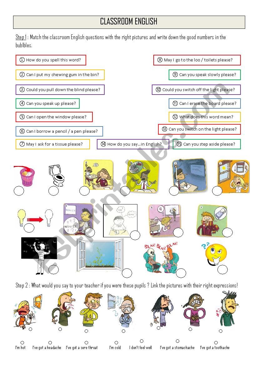 CLASSROOM ENGLISH worksheet