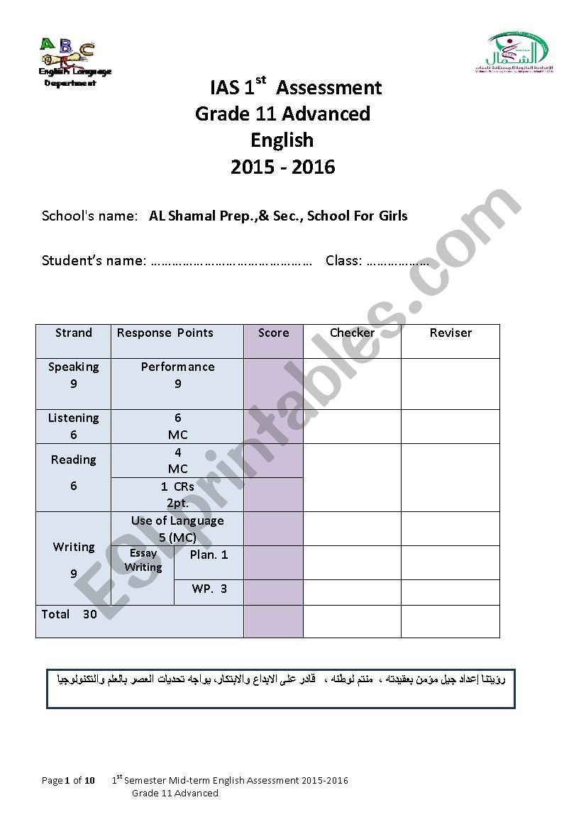 First Report test - 11 advanced - Based on narrative text