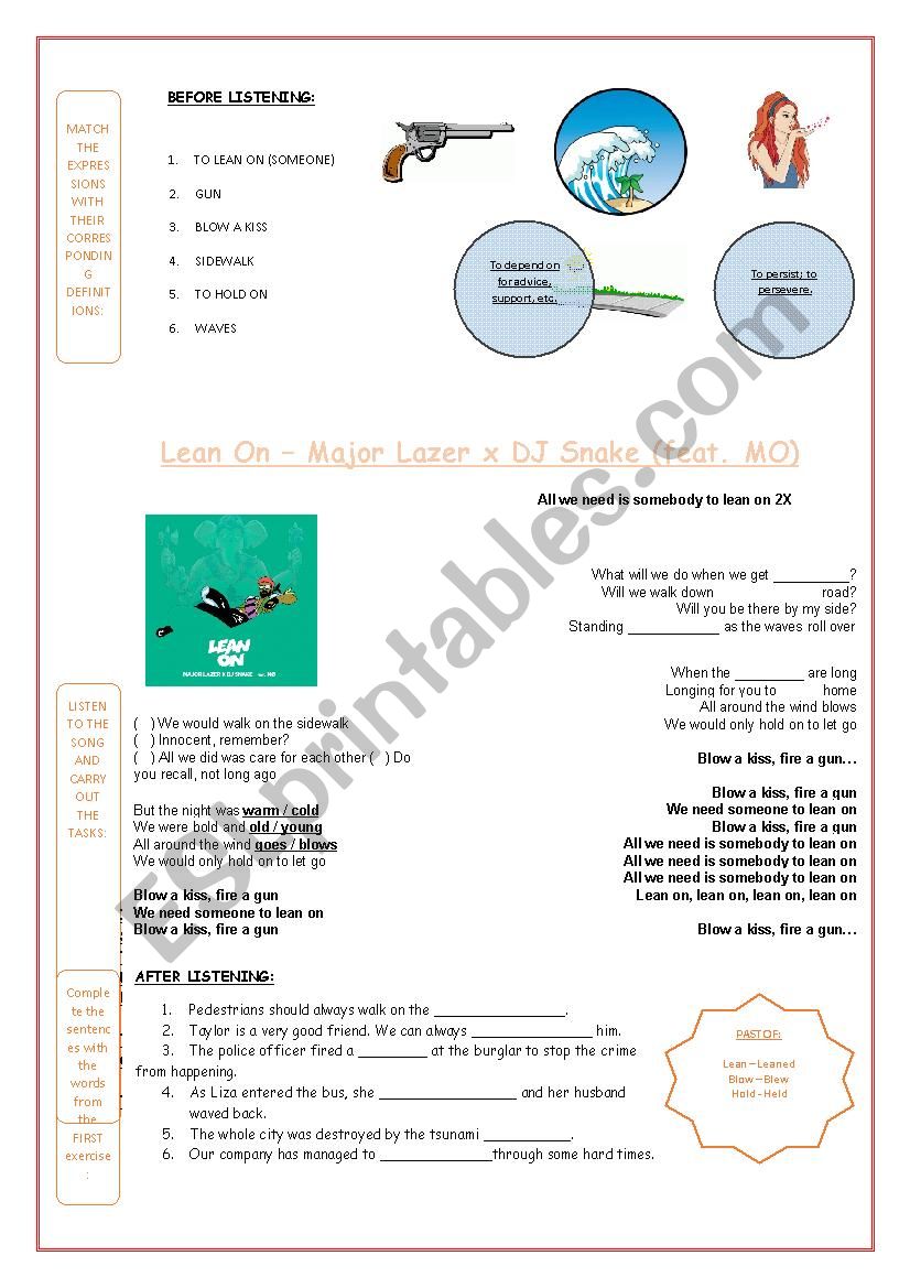 Lean On - Major Lazer worksheet