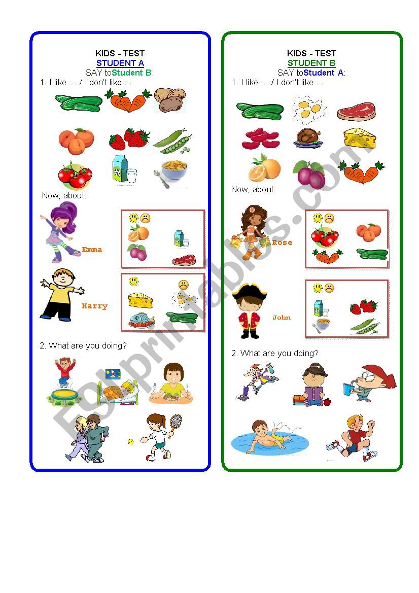 Speaking Cards - kids worksheet