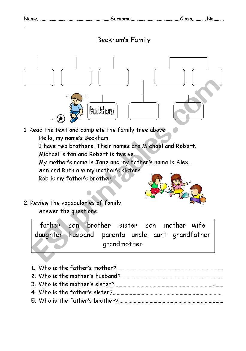 Family worksheet