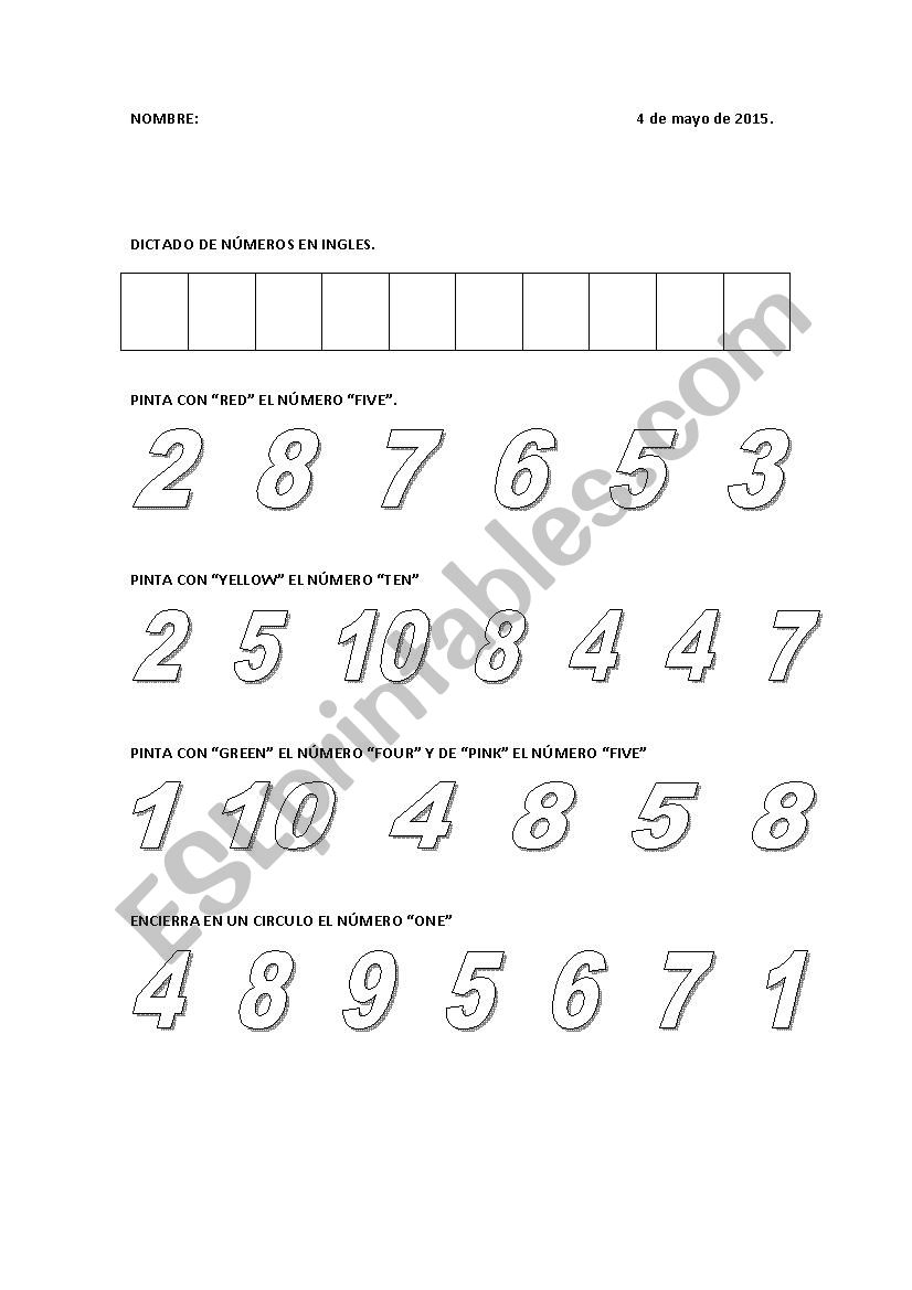 Numbers (basic) worksheet