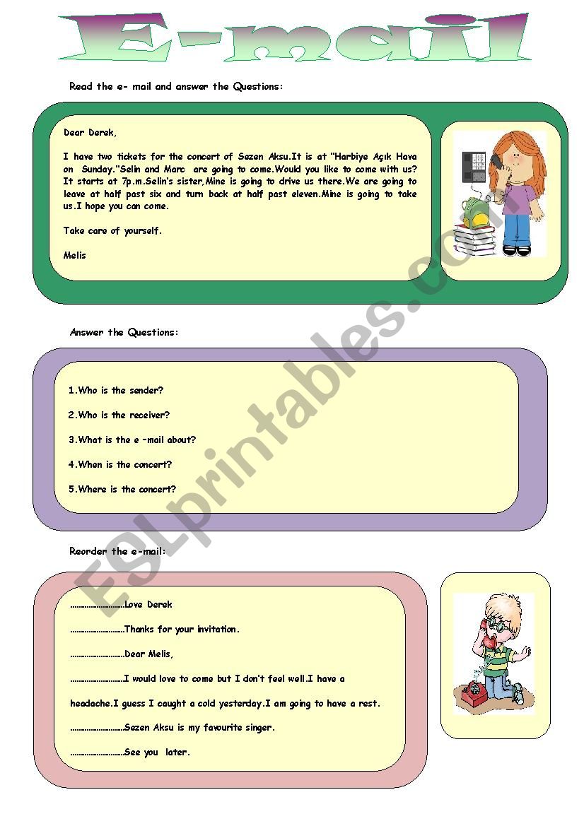 E-MAIL (PHONE CONVERSATION) worksheet