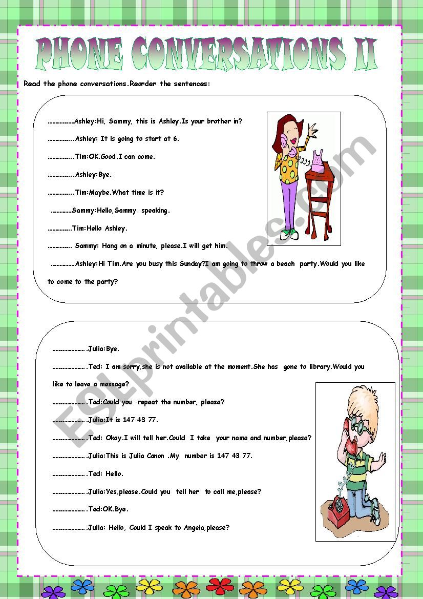 PHONE CONVERSATION 2 worksheet