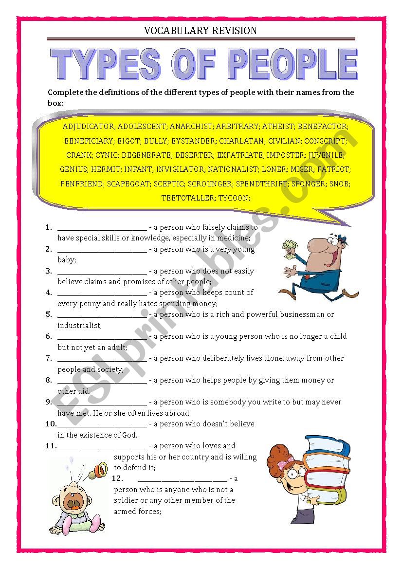 Vocabulary Revision 5 - types of people 