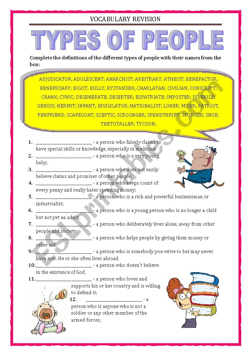 Vocabulary Revision 5 - types of people 