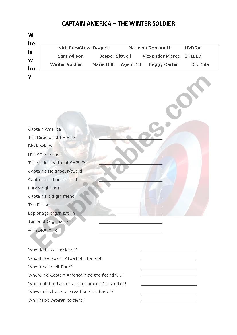 Captain America Winter Soldier Movie Activity