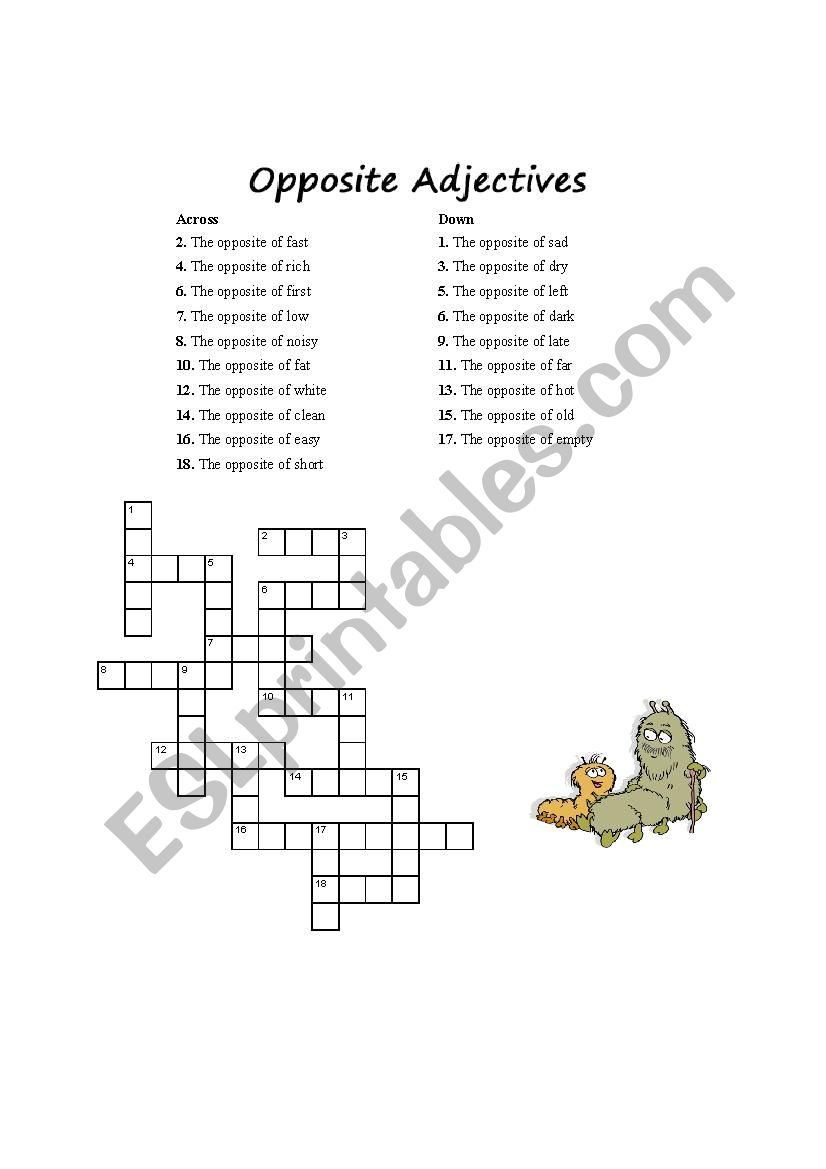 Easy Adjectives Crossword worksheet