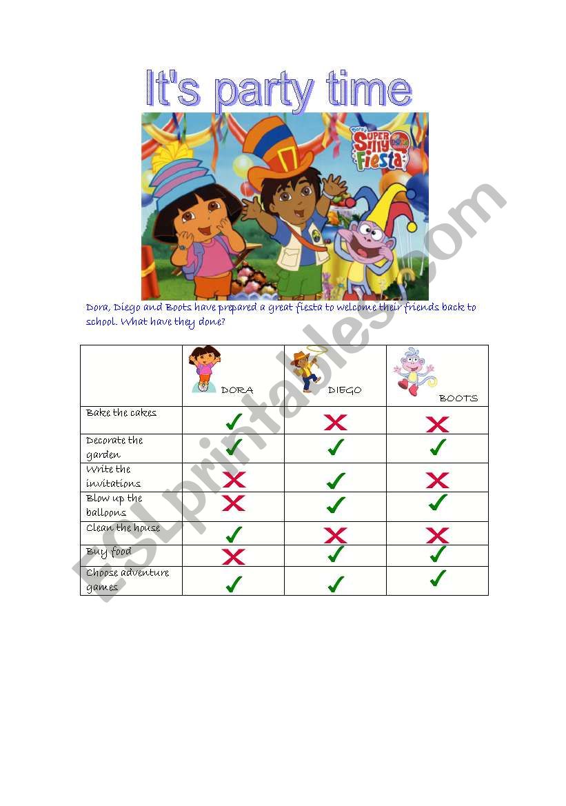 ITS PARTY TIME worksheet