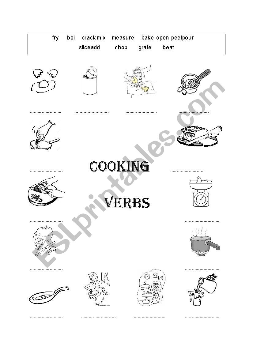 Cooking verbs worksheet