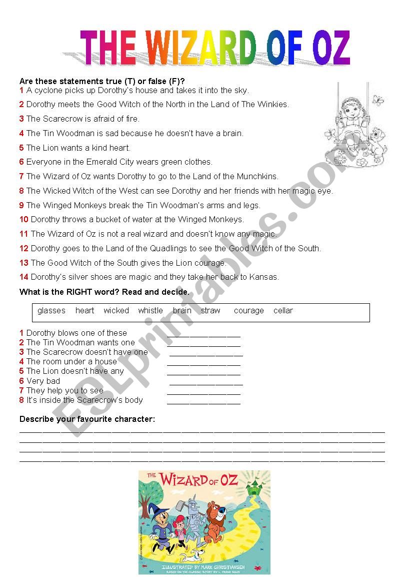 The Wizard of Oz worksheet