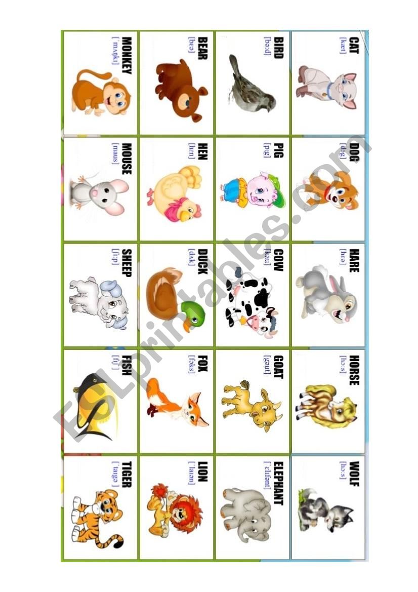 Animals - Worksheet for ESL worksheet
