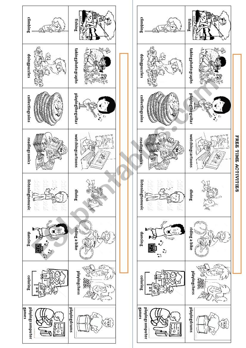 free time activities-hobbies worksheet