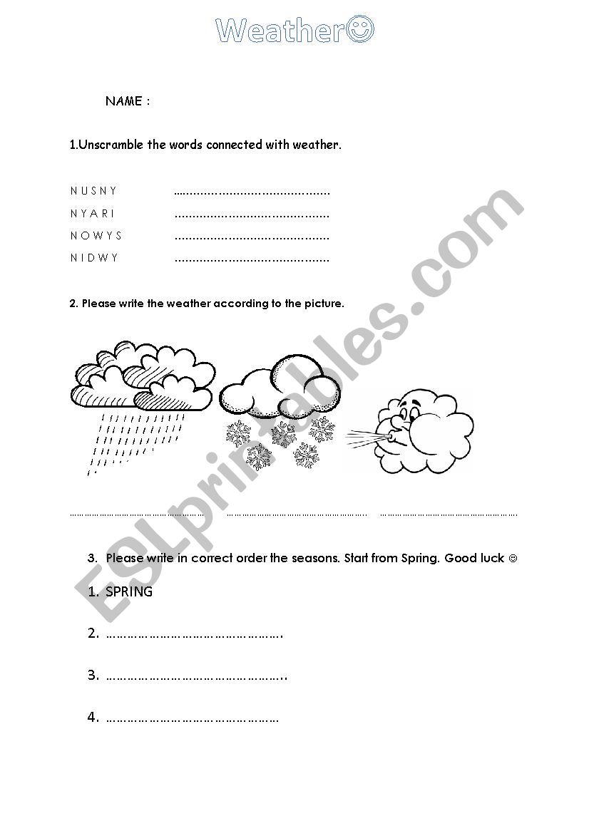 weather worksheet