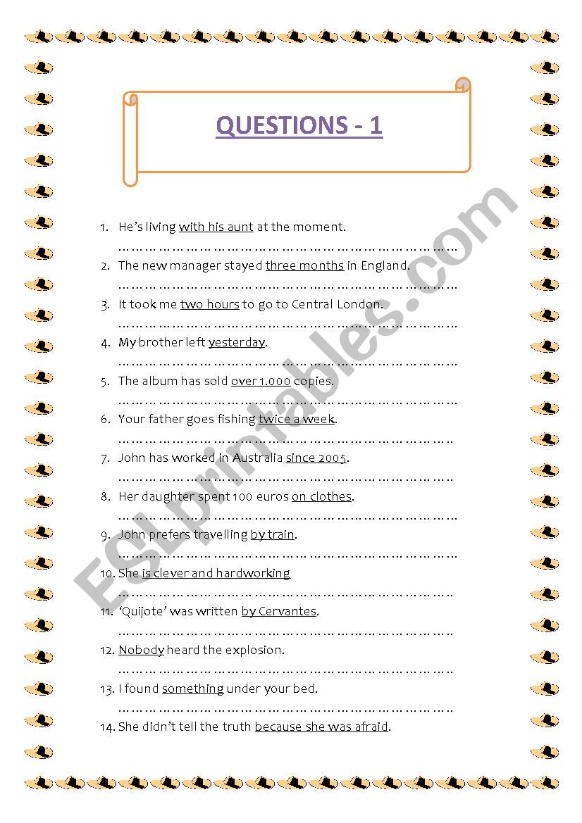 MAKING QUESTIONS worksheet