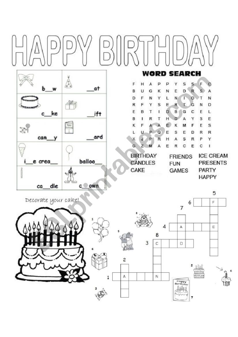 Happy Birthday - ESL worksheet by MaryJB
