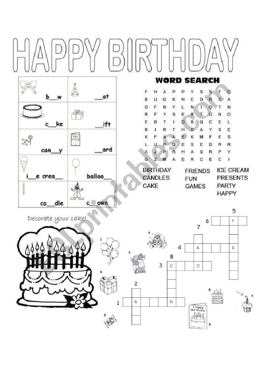 Happy Birthday worksheet