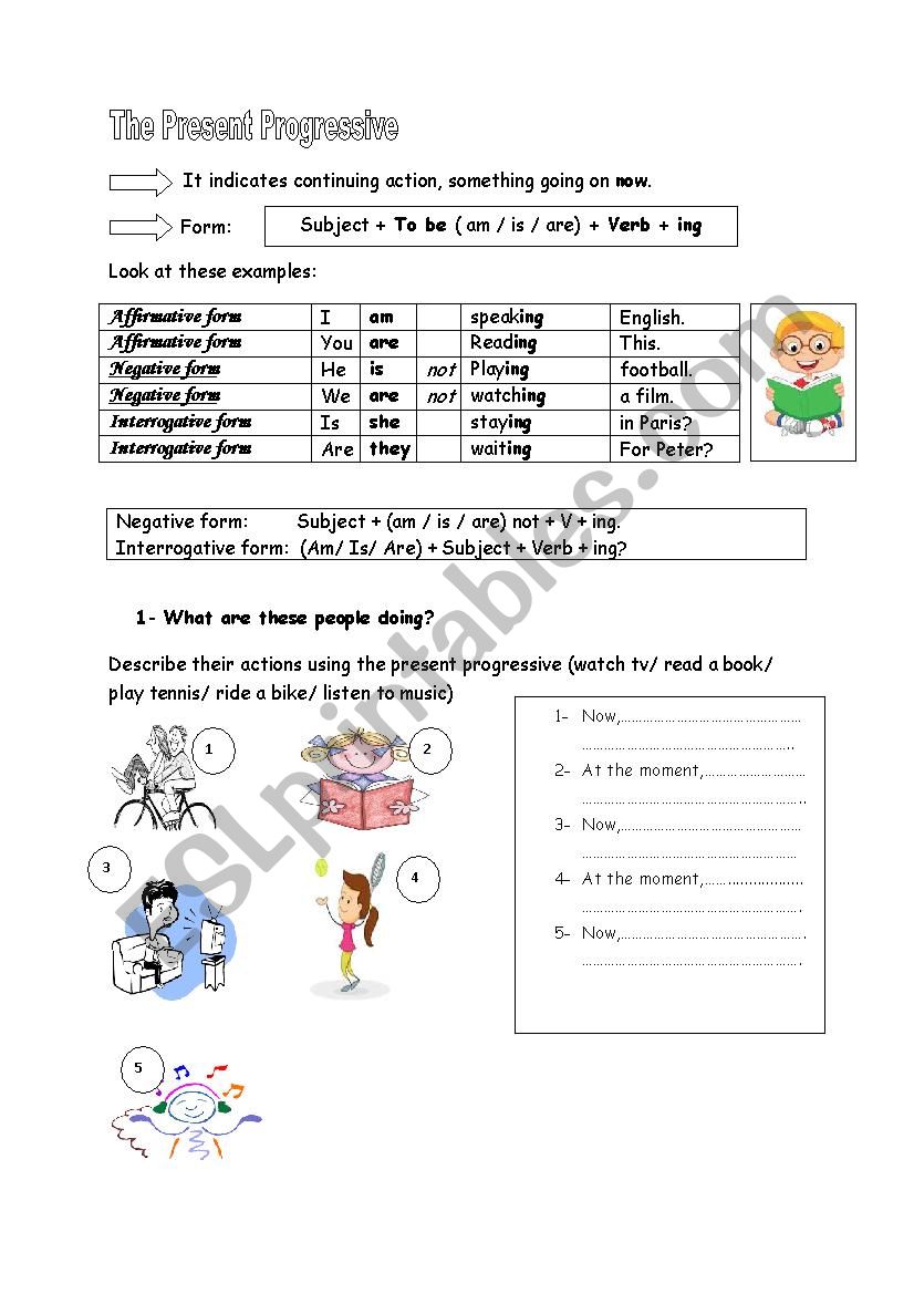 The present progressive worksheet