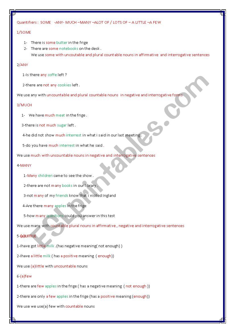 quantifiers worksheet