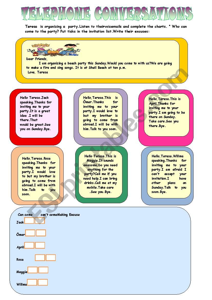 PHONE CONVERSATION 3 worksheet