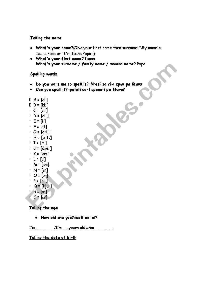 introducing oneself worksheet