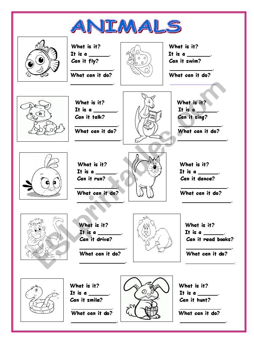 Animals abilities - ESL worksheet by yayacol