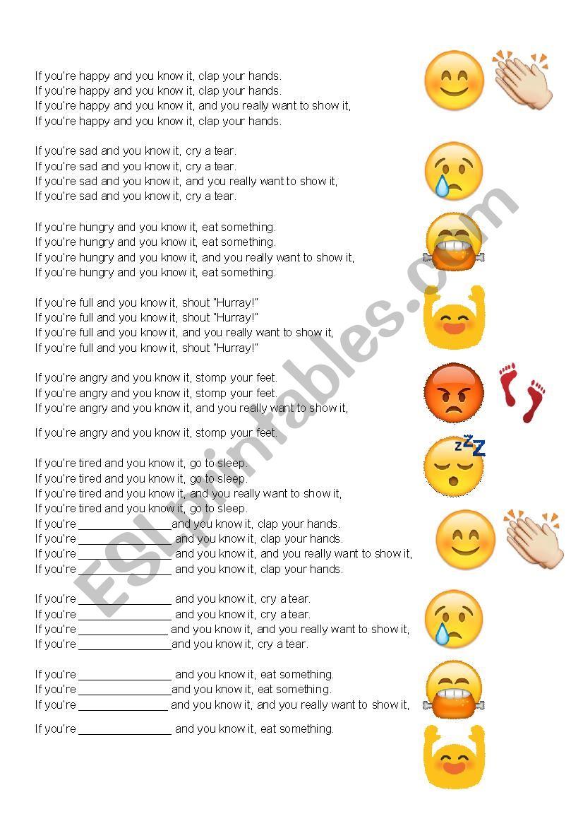 If Youre Happy Song Lyrics and Activity Sheet