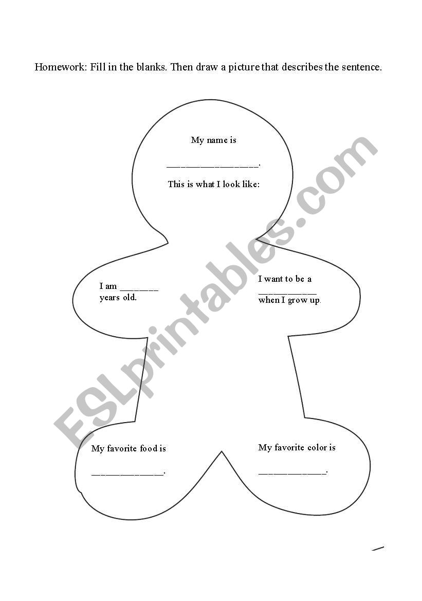 All About Me Sheet worksheet