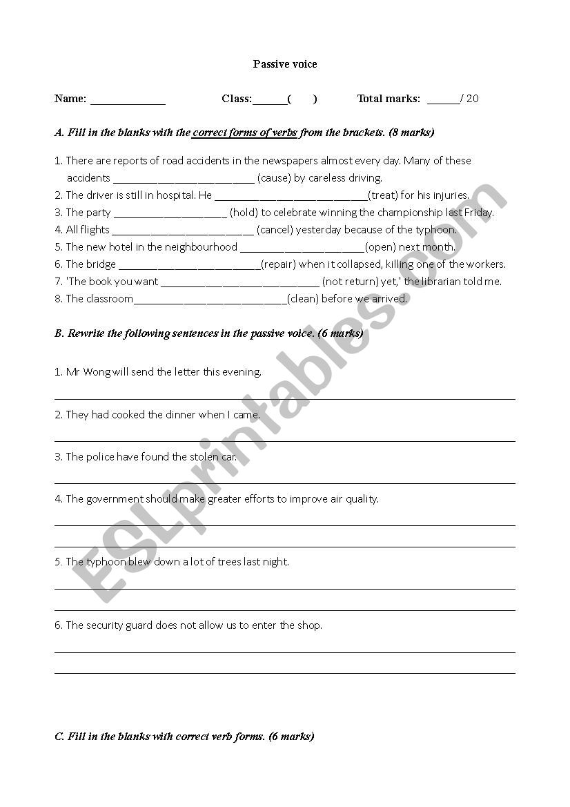 Passive voice exercise worksheet