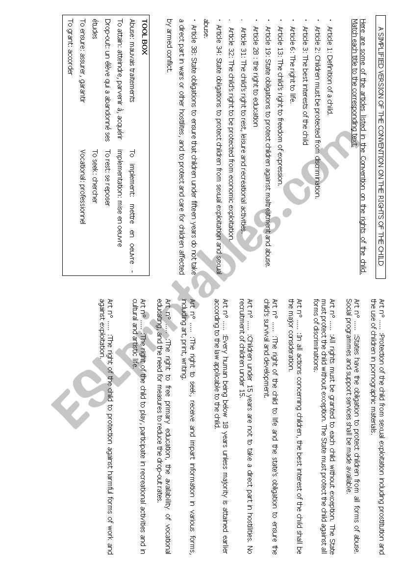 A simplified version of the convention on the rights of the child