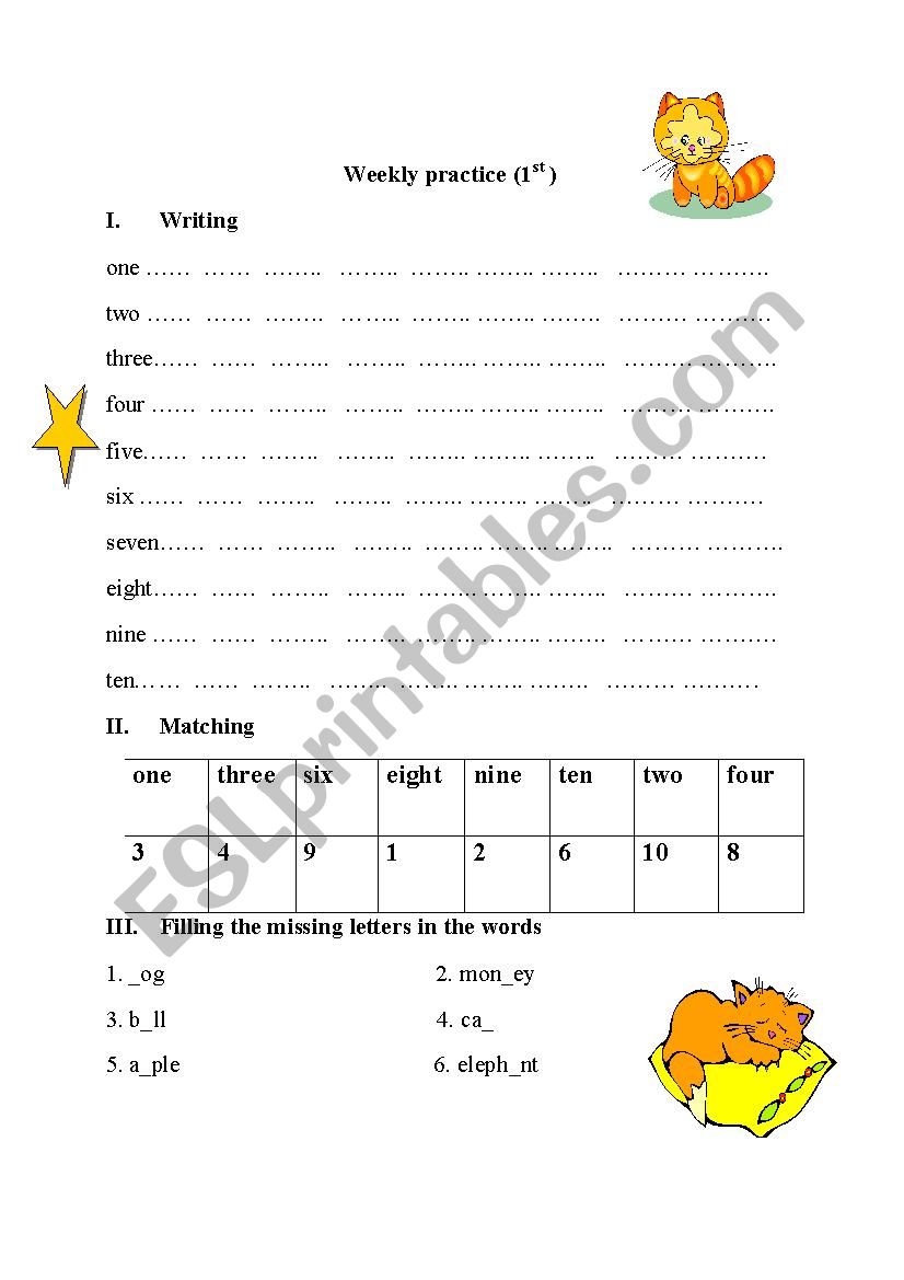 numbers worksheet