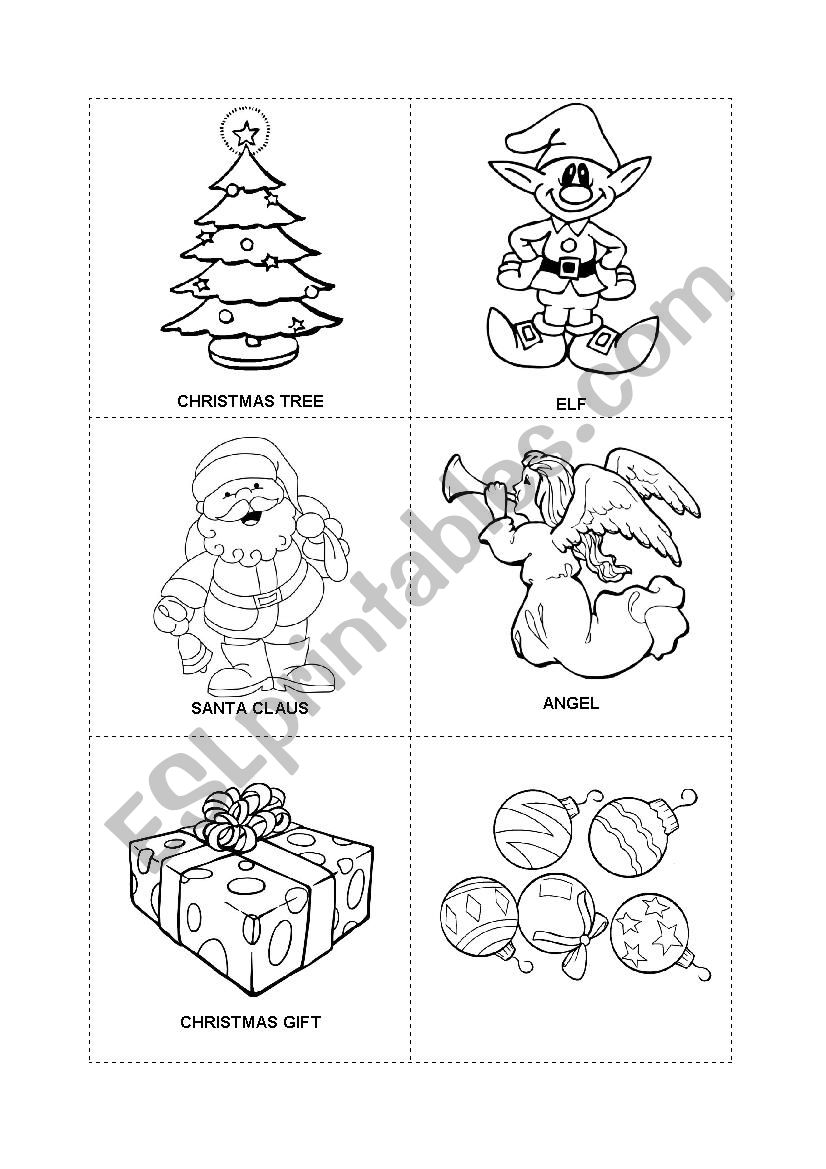 christmas flash card worksheet